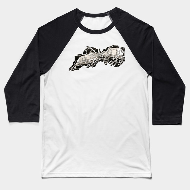 Bighorn Sheep Shattered Attack Baseball T-Shirt by Ciarabarsotti